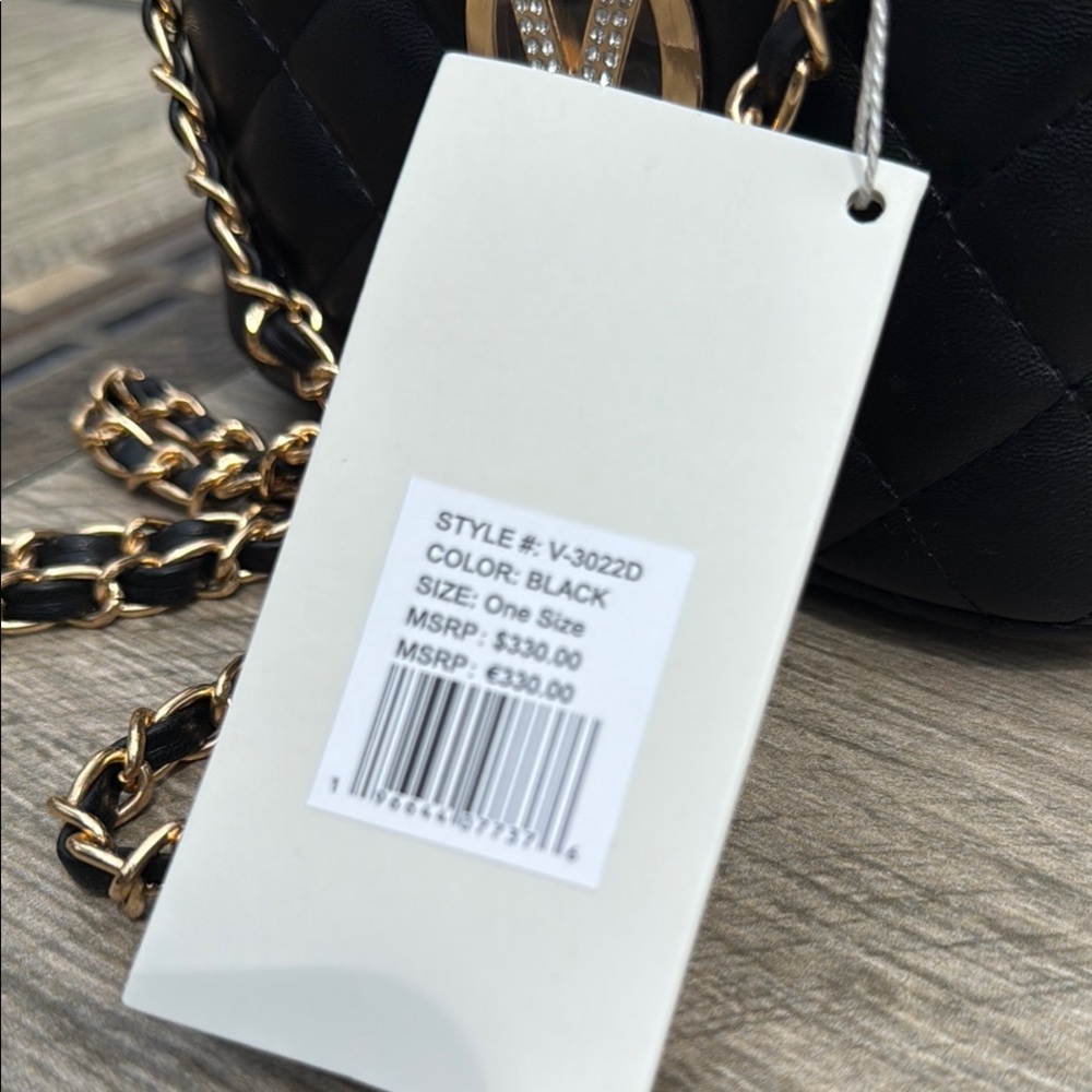 NWT! Valentino Black Quilted Vanity Rhinestone Soft Mini Crossbody Bag - Picture 5 of 7